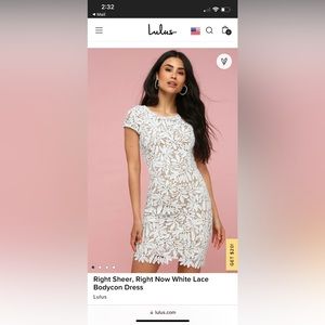 Lulu’s white lace body on dress. Size L
